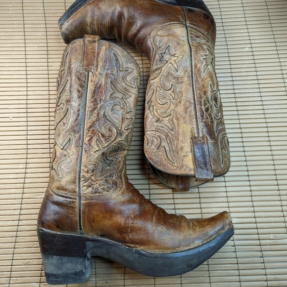 Stetson Boots custom made men\'s brown leather platform Western cowboy boots sz 1 main image 6